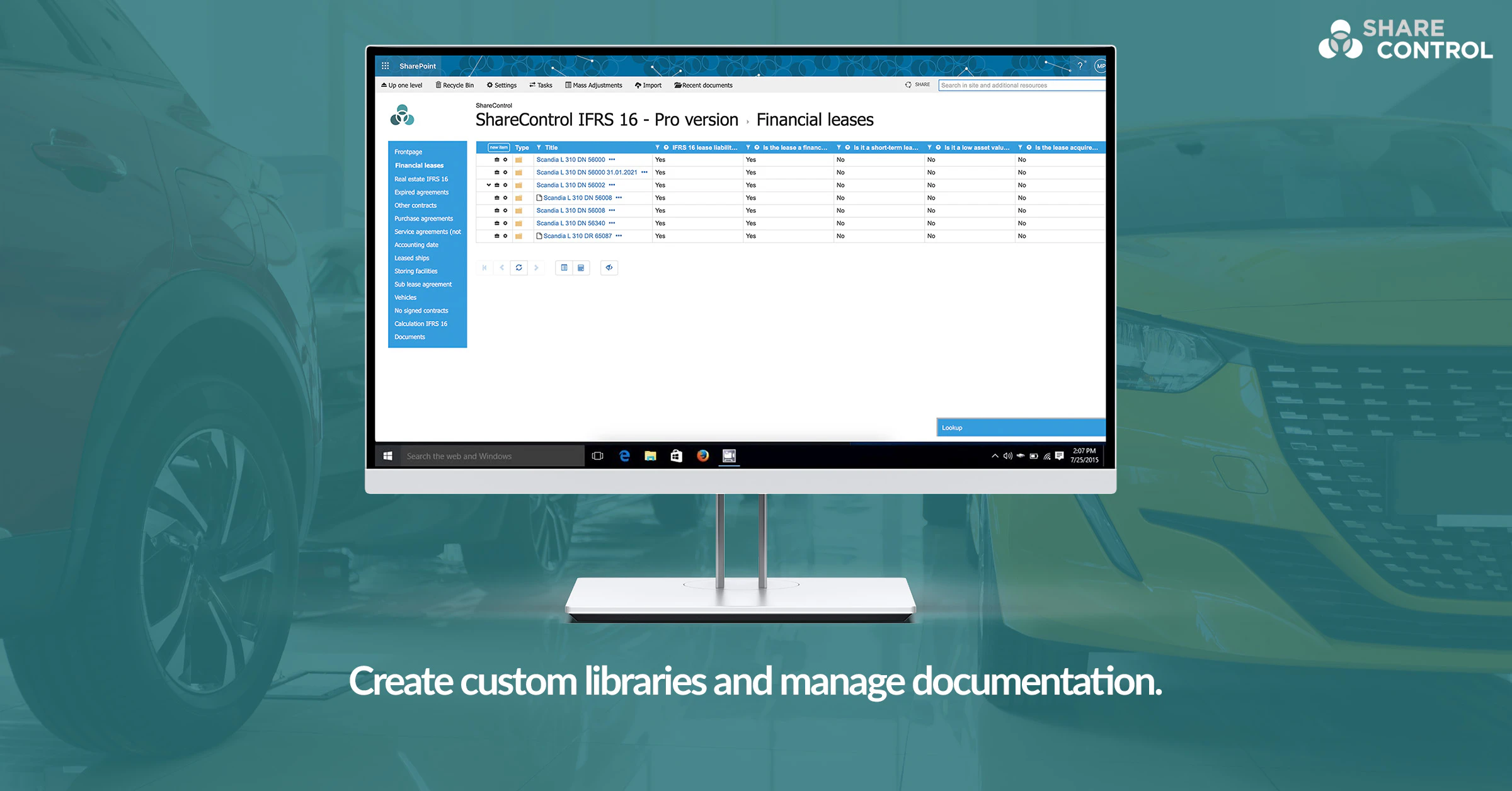 screenshot of ShareControl IFRS 16